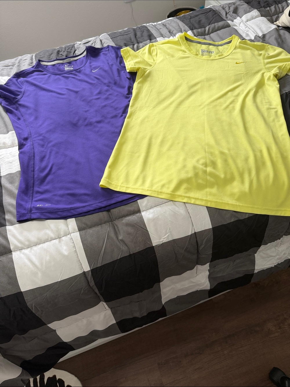 Nike Short Sleeve Dri-FIT Tees - Purple(L) & Neon Yellow (M)